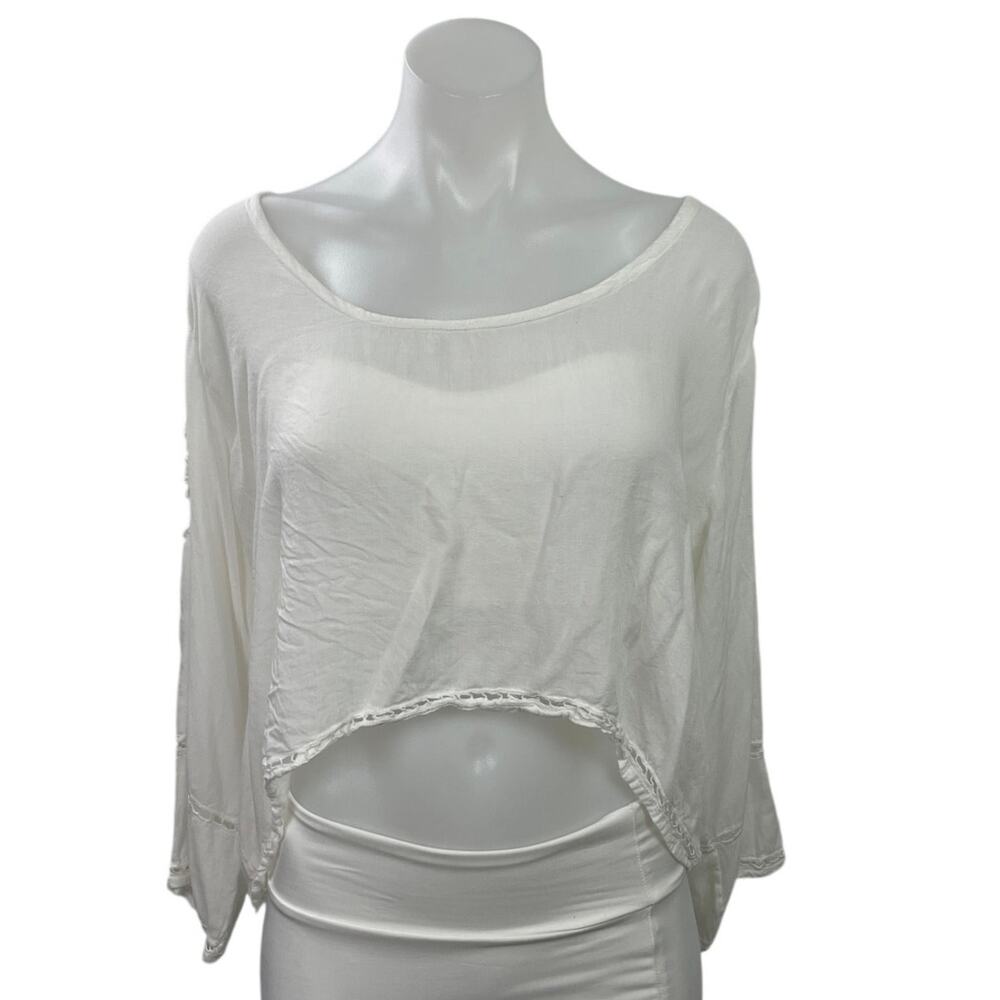 Stylestalker Women's White Scoop Neck Cutout Hi-Low T Shirt Blouse Top Size 6